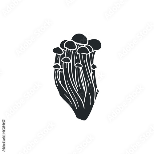 Nameko Mushroom Icon Silhouette Illustration. Fungi Food Vector Graphic Pictogram Symbol Clip Art. Doodle Sketch Black Sign.
