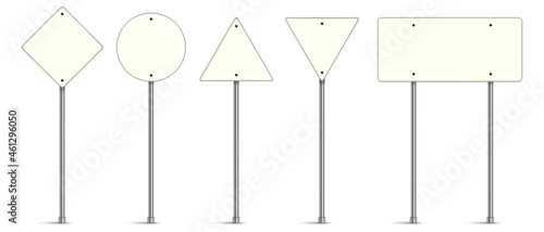 Set of white road signs, Traffic signs on white background