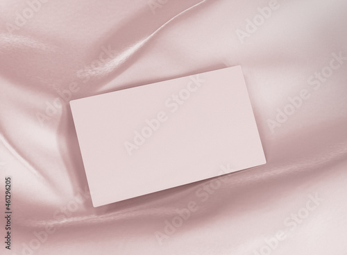 3d Pink Business Card on Silk Background