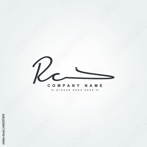 Initial Letter RC Logo - Hand Drawn Signature Logo
