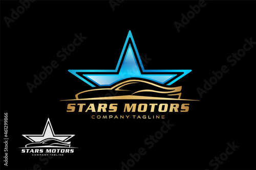luxury gold vector cars and stars logo design for business related to automotive industry, web icon, automotive review, technology and transportation logo design template