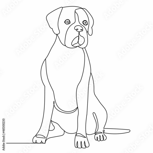 dog sit drawing by one continuous line
