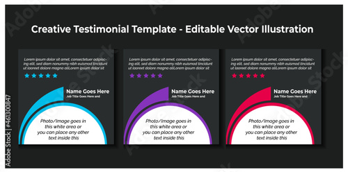 Creative Testimonial Templates, Creative quote Templates - Editable Vector Illustration