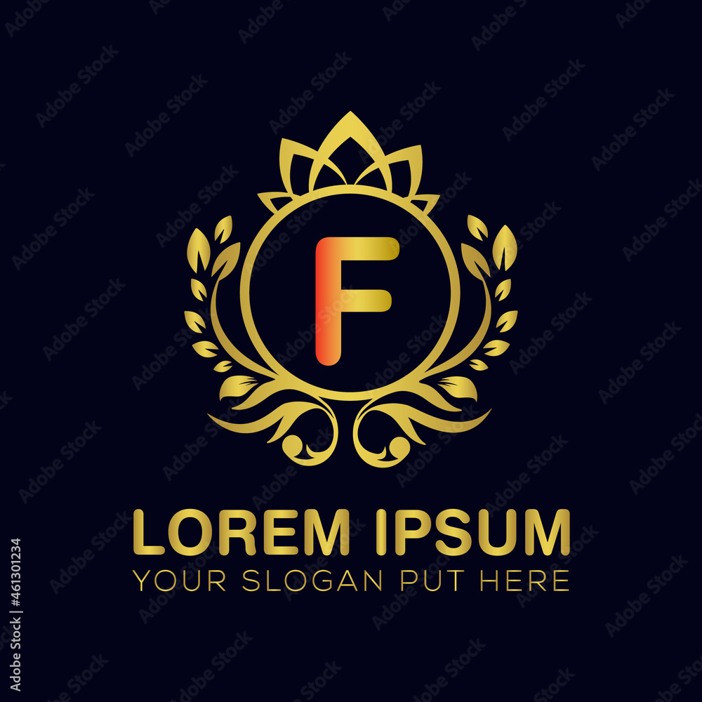 F letter luxury logo design template vector