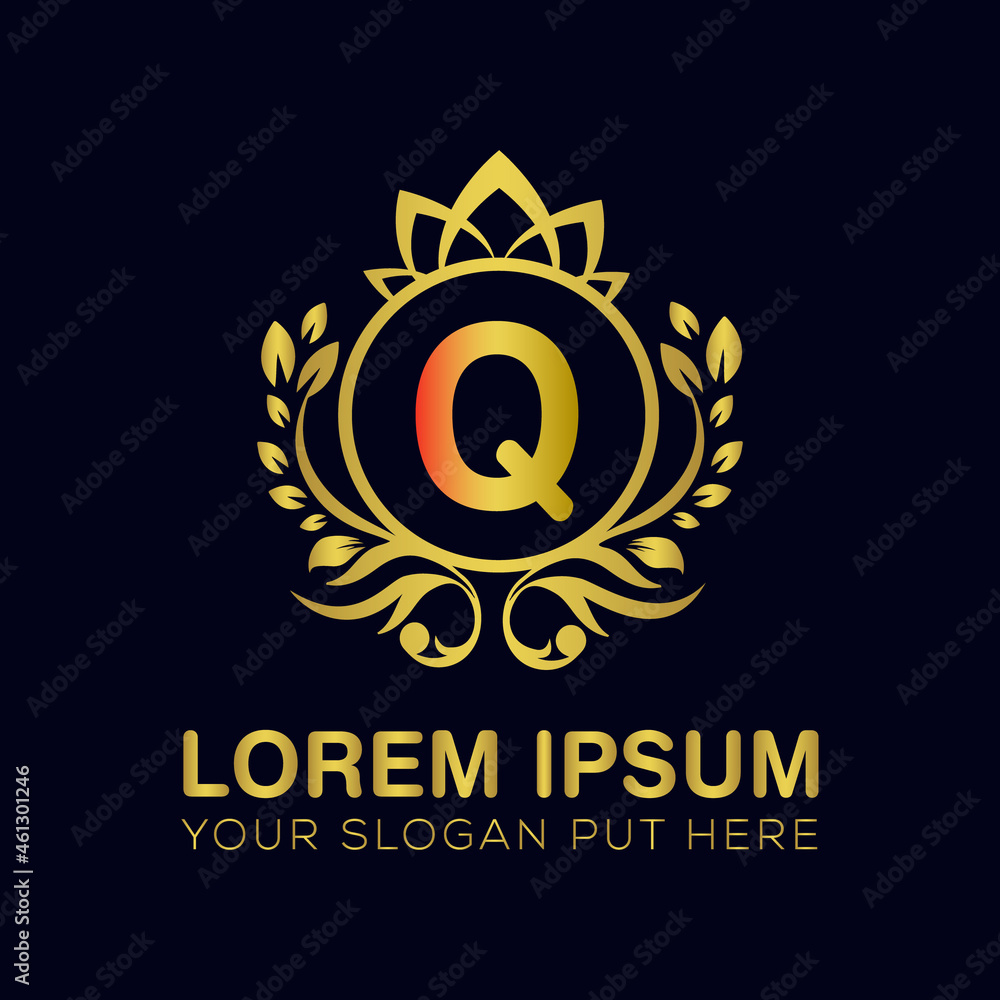 Fototapeta premium Q letter luxury logo design template vector