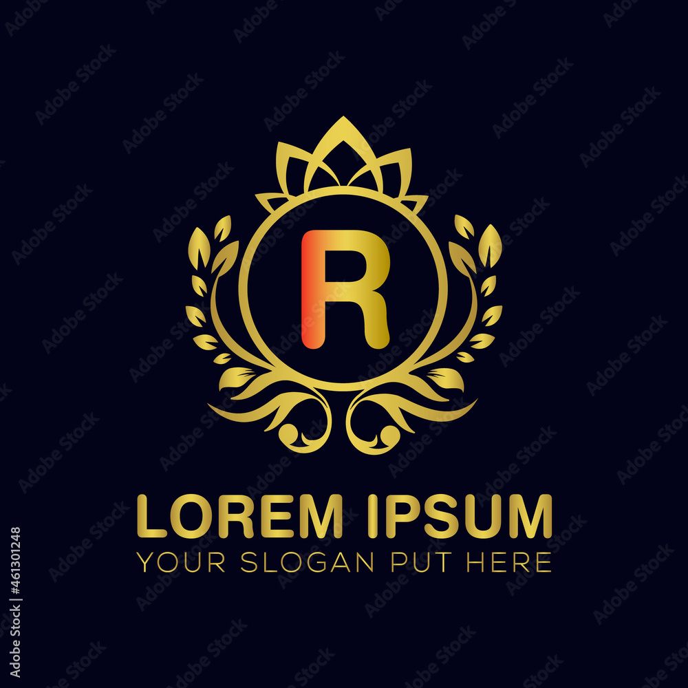 Fototapeta premium R letter luxury logo design template vector