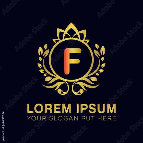F letter luxury logo design template vector