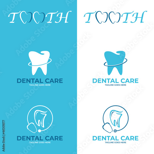 Set Dental logo Template vector illustration icon design. Illustration design of business logotype clinic.
