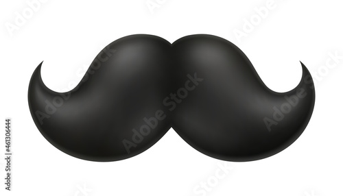 Black Men's mustaches. Symbol of Fathers day, hipster, gentleman, barbershop. Vector illustration isolated on white background.