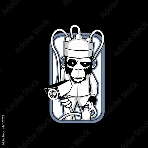 monkey with a surveillance camera
