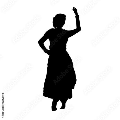 Silhouette of dancing indian woman. Indian culture and religion.
