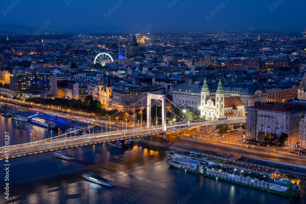 evening view on amazing architecture of Budapest in Hungary