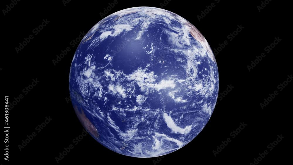 Photo realistic 3d earth slowly spinning on black background. Animation of Planet Earth rotation. Elements of this media furnished by NASA. Seamless Looping isolated 4K video, Luma Matte attached.