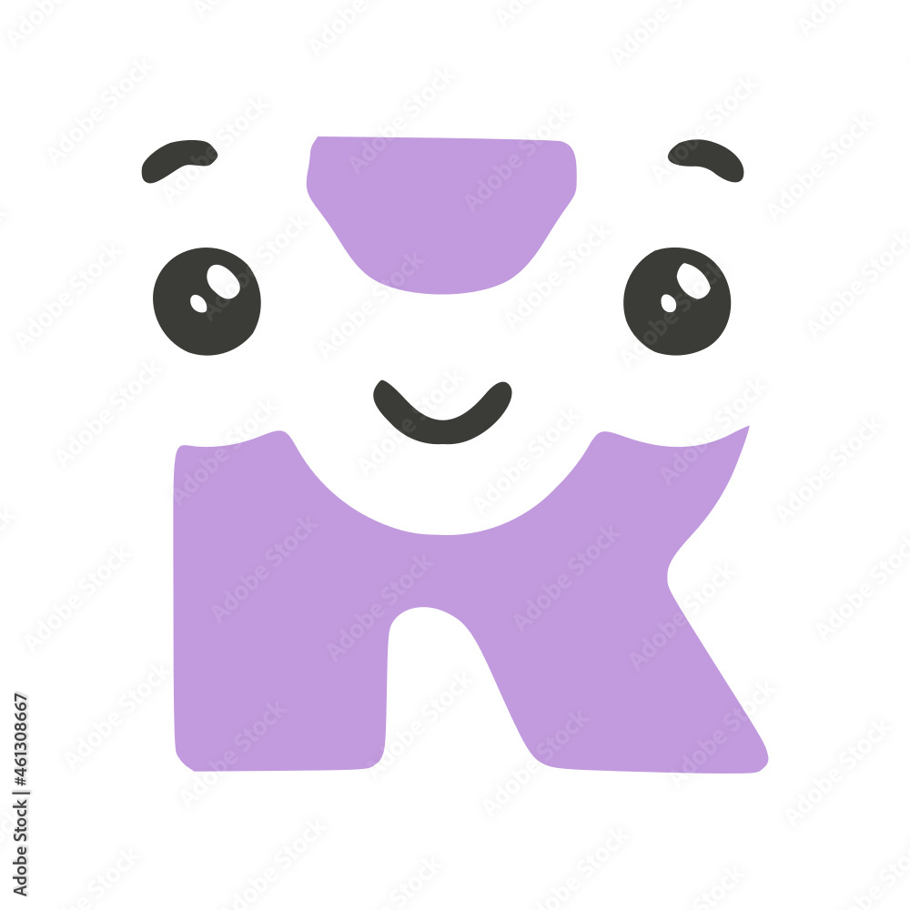 Fototapeta premium Letter r cute kawaii character glyph icon