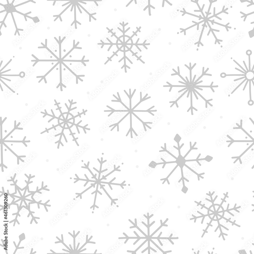 Seamless pattern with snowflakes on white background. Vector winter illustration background. Seamless pattern with snowflakes on white background. Vector winter illustration background.