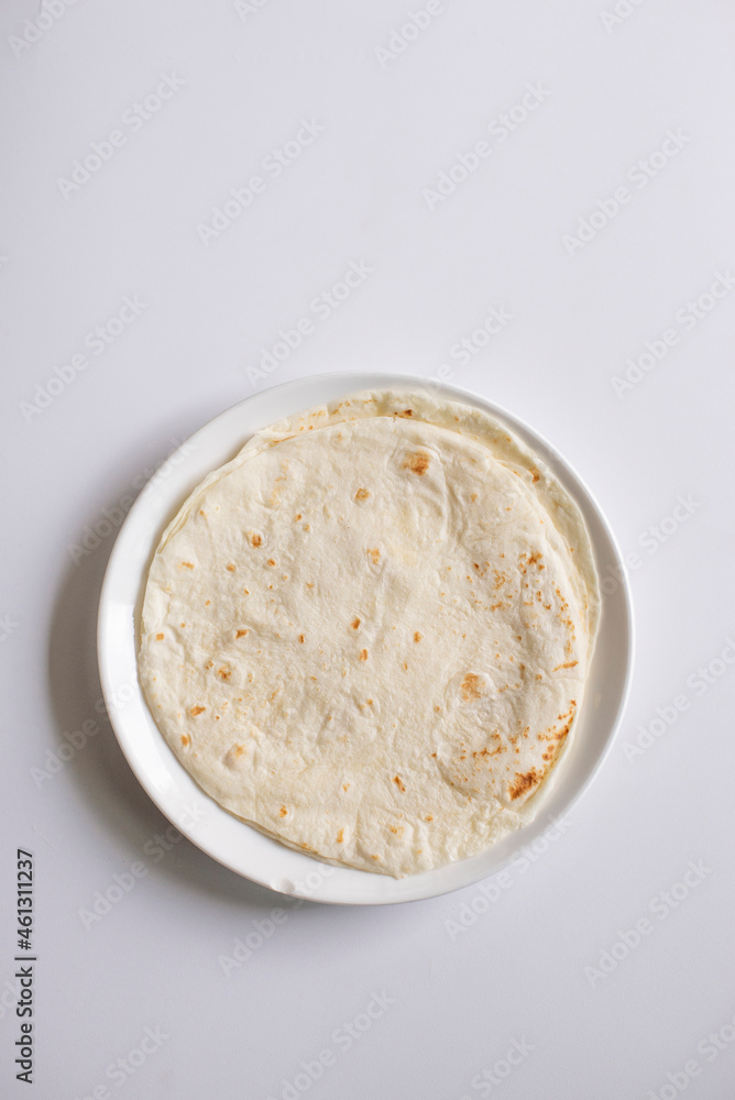 Plate with carbohydrate starch food with empty space Plate with carbohydrate starch food with empty space