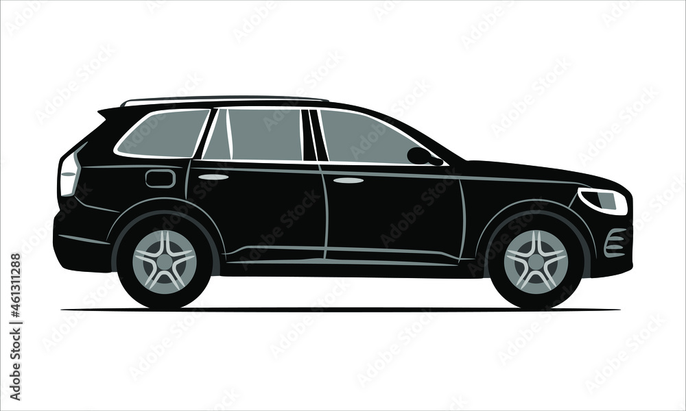 Modern suv car flat icon. Flat illustration isolated on a white background. Vehicle icons view from side. Vector illustration