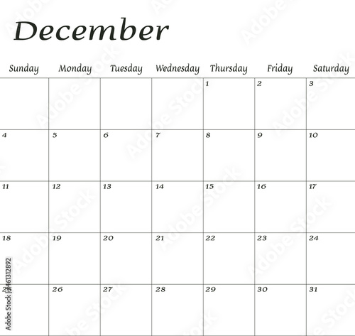 Wallpaper Mural December 2022. Calendar planner design template. Week starts on Sunday. Torontodigital.ca
