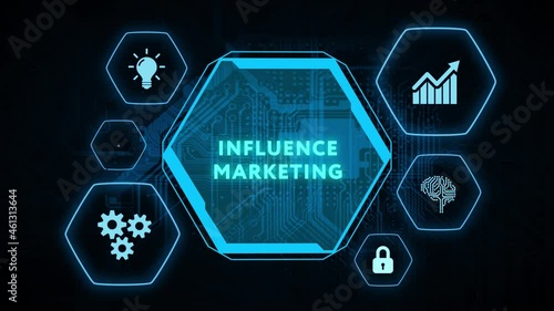 Influencer marketing concept. Business, Technology, Internet and network concept. photo