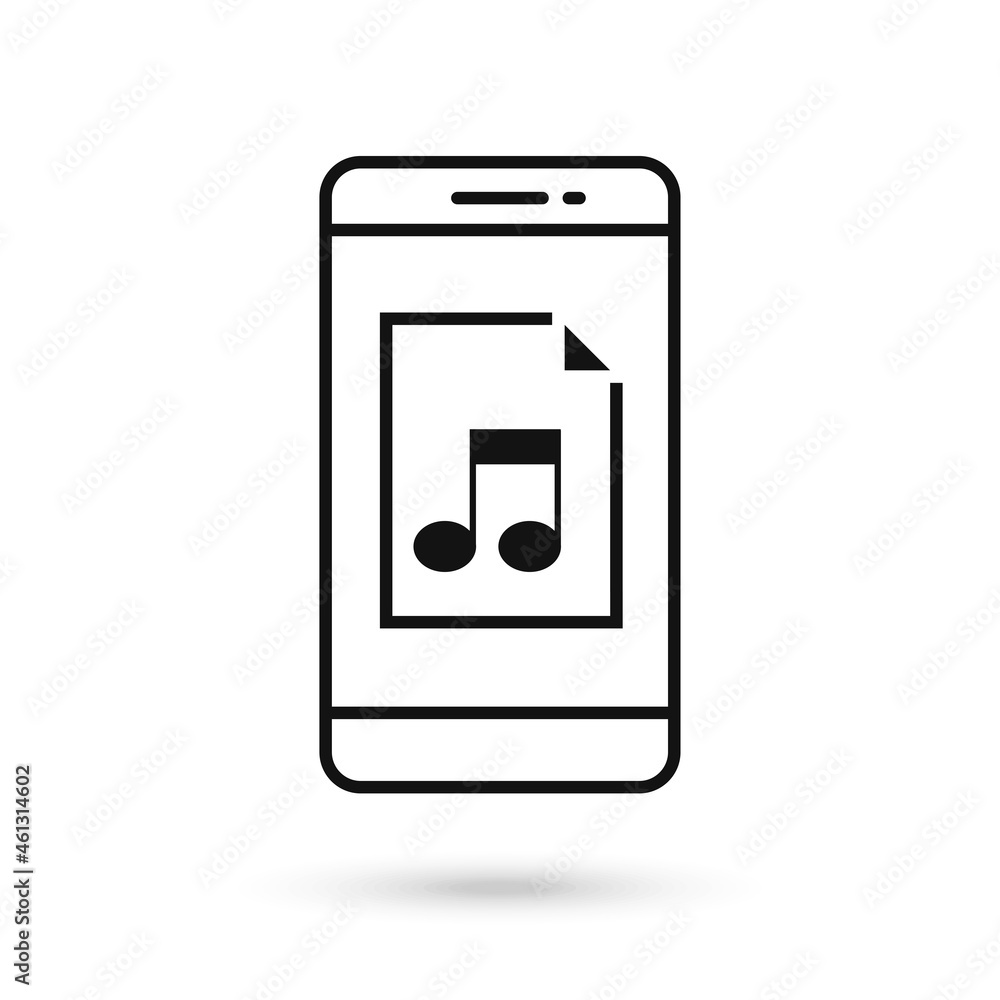 Mobile phone flat design with audio file sign. Mobile phone flat design with audio file sign.