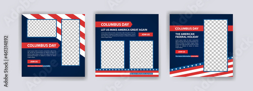 Happy Columbus Day. Social media post template for Columbus Day.