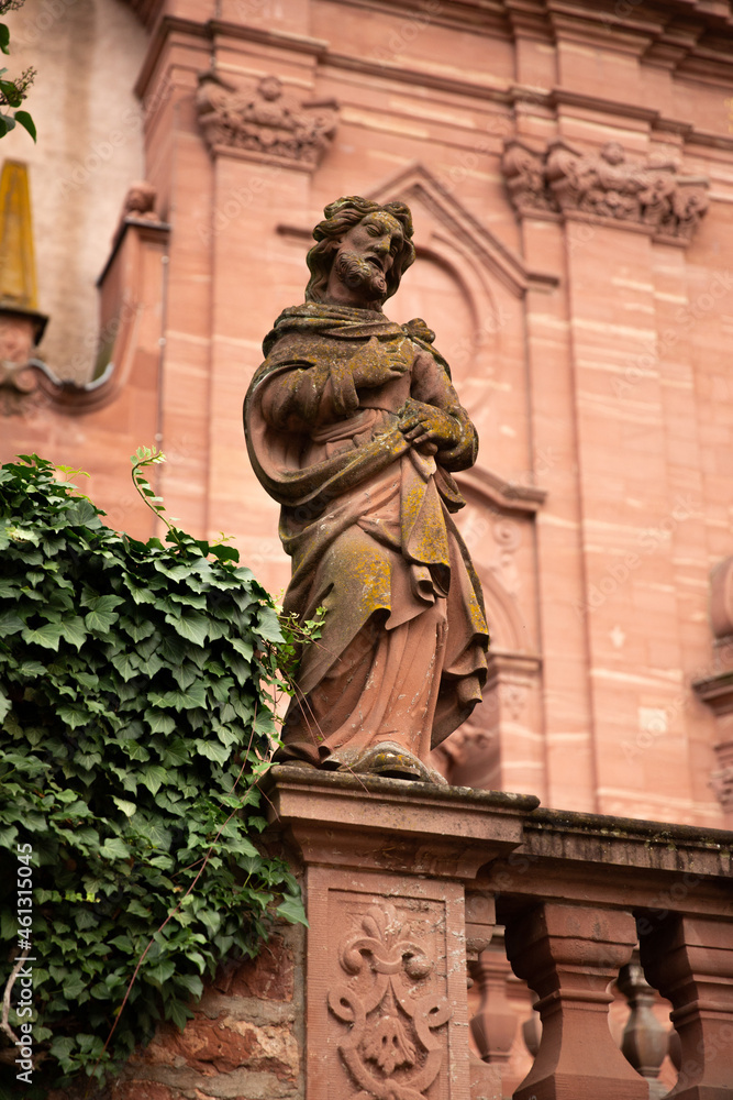Amorbach Benedictine abbey church sandstone statue Amorbach Benedictine abbey church sandstone statue