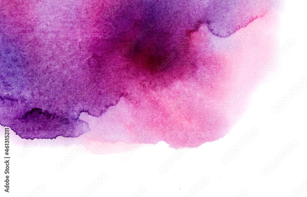 Watercolor abstract background in purple tones. Colorful spot on a white background.