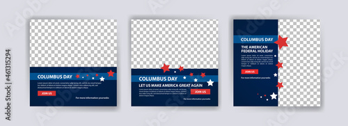 Happy Columbus Day. Social media post template for Columbus Day.