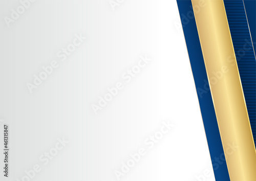 Abstract blue and gold background. Luxury navy blue background combine with glowing golden lines elements. Overlap layer textured background design for banner, poster, presentation design, flier