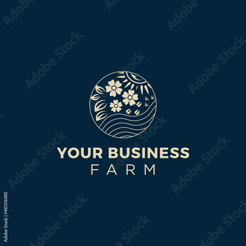 tree flower farm logo design
