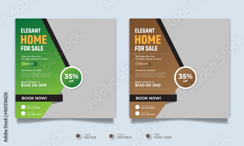 Real estate landlord house property instagram post or square web banner promo template