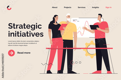 Business concept flat style outline vector illustration on the subject of teamwork and discussion of effective solutions. Editable stroke