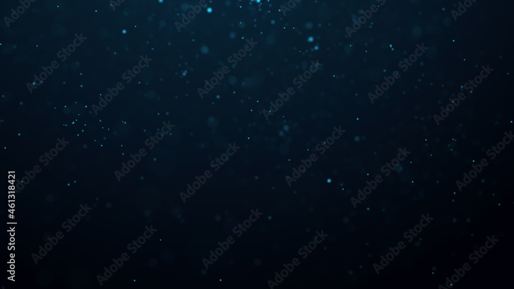 Dust particle glow. Energy flow on a dark background. Abstract background of particles. 3D rendering.