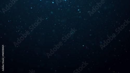 Dust particle glow. Energy flow on a dark background. Abstract background of particles. 3D rendering.