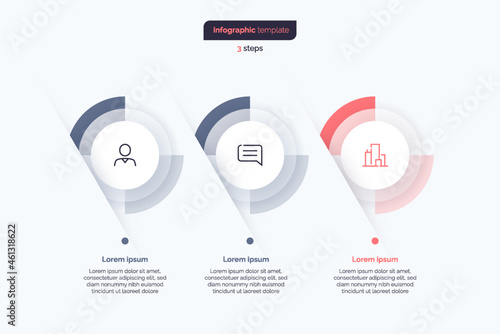 Three step business infographic design template. Vector illustration