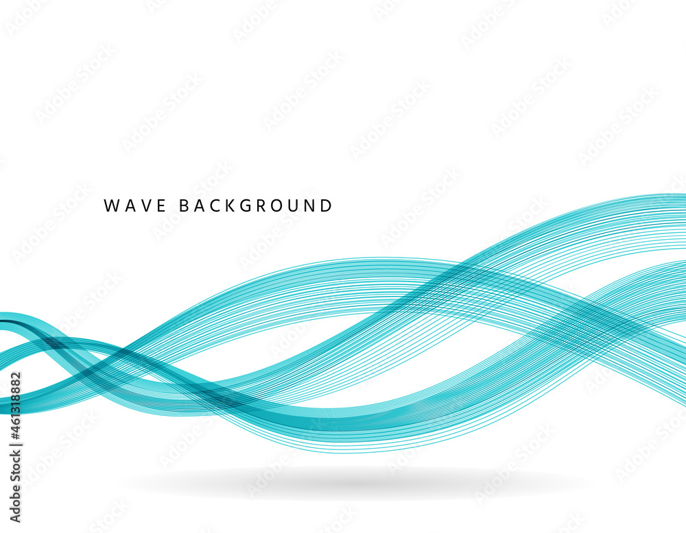 Wave background. Abstract wavy banner. Flyer with blue curved lines. Cover with fluid gradient on white backdrop. Modern geometric poster. Wallpaper with futuristic blend. Vector illustration. Wave background. Abstract wavy banner. Flyer with blue curved lines. Cover with fluid gradient on white backdrop. Modern geometric poster. Wallpaper with futuristic blend. Vector illustration.