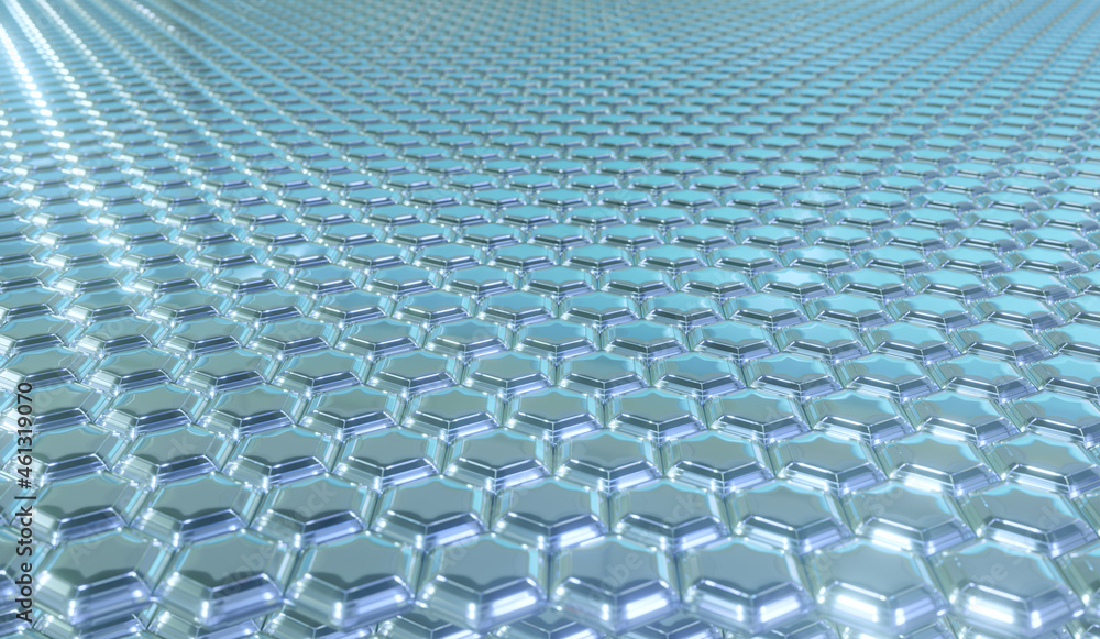 Fototapeta premium 3D rendering Hexagon Geometry. Blue abstract technology digital hi tech concept background.