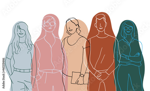 	
Team di giovani talenti. Gruppo di personaggi colorati maschili e femminili