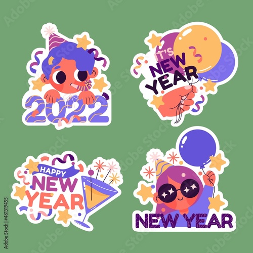 hand drawn cute new year  2022  collection vector design illustration