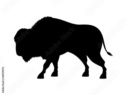 American bison black silhouette icon vector. Buffalo animal wildlife icon isolated on a white background
