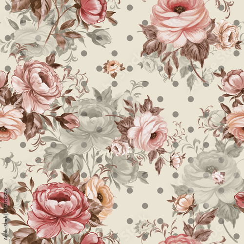 Wallpaper Mural Abstract floral seamless print vintage beautiful drawn bouquets.  Torontodigital.ca