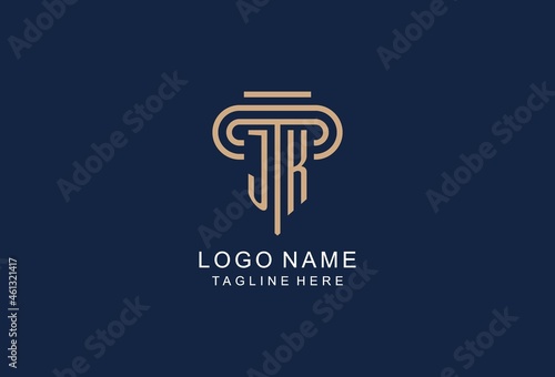 JK initial pillar logo, elegant and luxury law firm logo