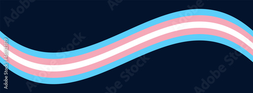 Transgender Awareness Banner Background. Transgender Flag Wave Illustration Dark Background. Vector Banner Background with Trans Pride Flag photo