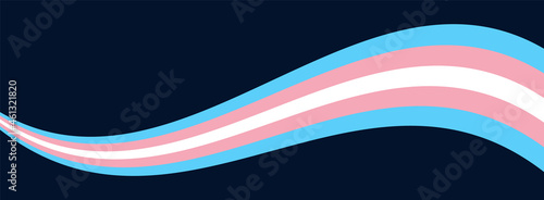 Transgender Flag Wave Background. Trans Pride Flag Illustration Isolated on Dark Background. photo