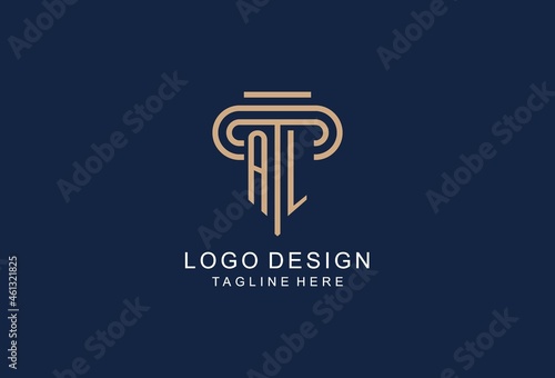 AL initial pillar logo, elegant and luxury law firm logo