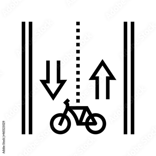 route for riding bicycle line icon vector. route for riding bicycle sign. isolated contour symbol black illustration