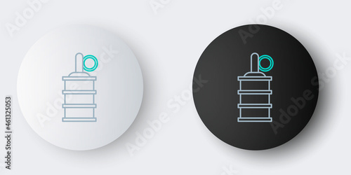 Line Hand grenade icon isolated on grey background. Bomb explosion. Colorful outline concept. Vector