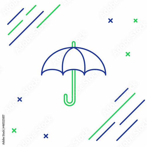 Line Umbrella icon isolated on white background. Insurance concept. Waterproof icon. Protection, safety, security concept. Colorful outline concept. Vector