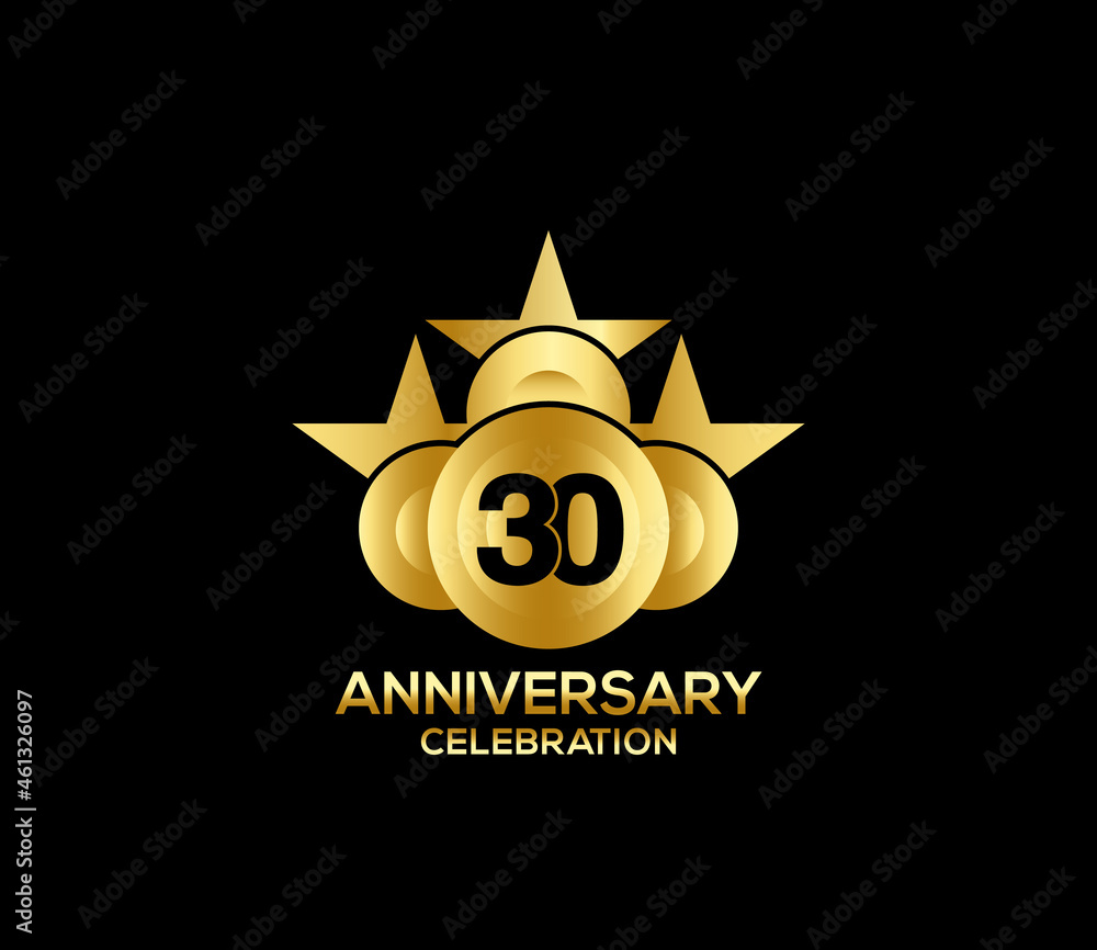 Happy Anniversary of, 30 Years, Bright Color Star Design Shape element, ceremony party Presentation Happy Anniversary of, 30 Years, Bright Color Star Design Shape element, ceremony party Presentation