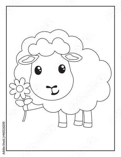 Coloring Book Pages for Kids. Coloring book for children. Sheep.